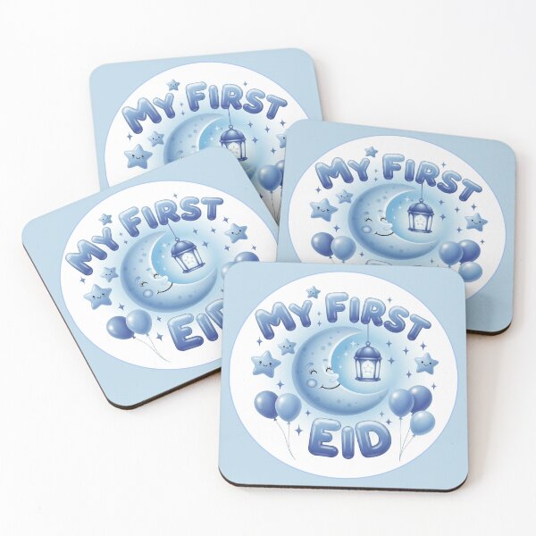Item preview, "My First Eid" Serene Blue Moon & Stars Celebration (V.2) designed and sold by D-Islamic.