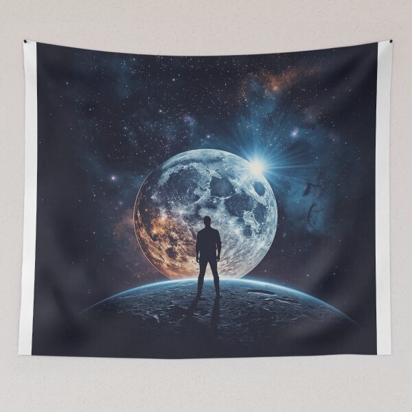 Item preview, Man looking at the moon while in space designed and sold by Nikeocean.