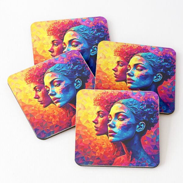 Item preview, Vibrant Faces Mosaic Abstract Print designed and sold by Health And Fitness Posts e-Store.