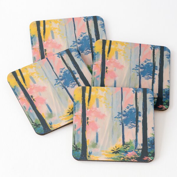 Item preview, Abstract forest path in pink and blue designed and sold by ArtHouseNiklas.
