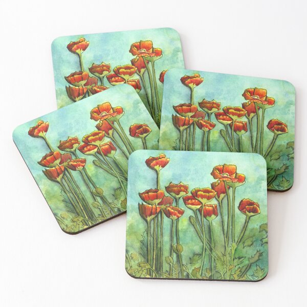 Item preview, Original Watercolor Print of Poppies by Artist J. Susan Cole Stone designed and sold by imerikana.