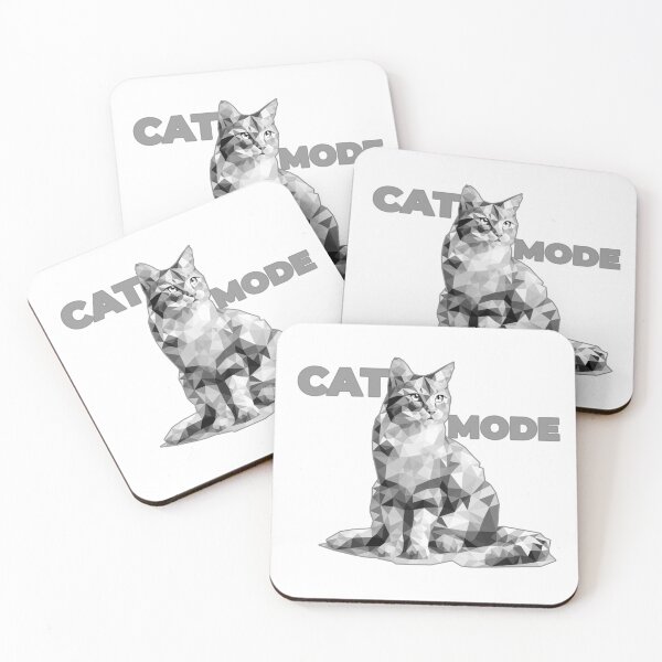 Item preview, Cat Mode – Monochrome Low-Poly Cat Design designed and sold by InFrameVision.