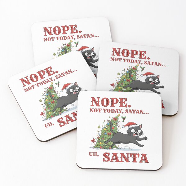 Item preview, Nope. Not Today, Satan... Uh, Santa Funny Scared Black Cat Running From Christmas Tre designed and sold by PanGieroj.