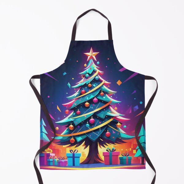 Item preview, Retro Futuristic Christmas Tree: Neon Illustration in Purple and Turquoise Tones with Abstract Glowing Gifts designed and sold by Karina Creative Studio.