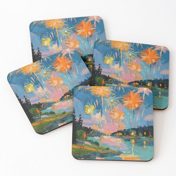 Item preview, Abstract fireworks over water designed and sold by ArtHouseNiklas.