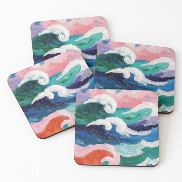 Item preview, Abstract waves in pink, blue and green designed and sold by ArtHouseNiklas.
