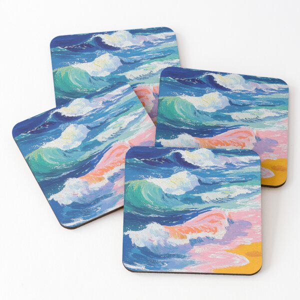 Item preview, Abstract waves in blue, green and pink designed and sold by ArtHouseNiklas.