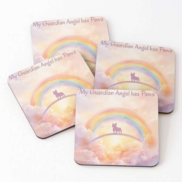 Item preview, French Bulldog Rainbow Bridge Memorial Art – Playlist QR Code for Dog Loss Healing designed and sold by Esterlane.