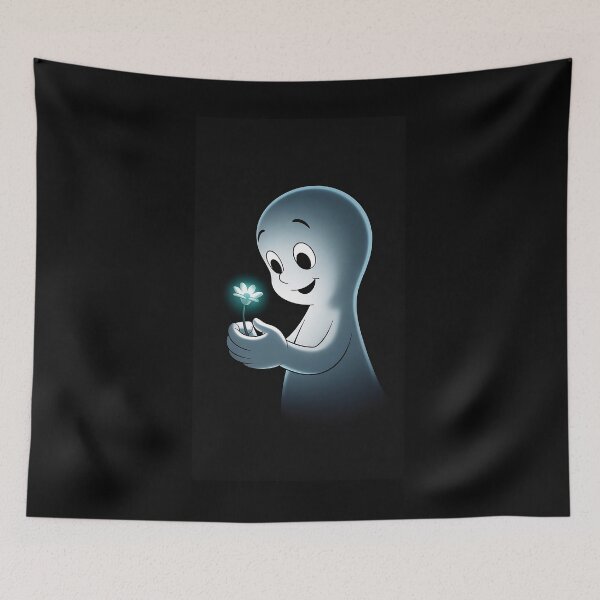 Item preview, Melancholy Casper with Glowing Flower - Minimalist Ghost Art designed and sold by Pro AguiZoul Art.