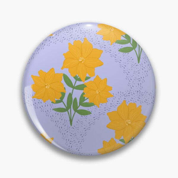 Item preview, Flowering Dahlias Pattern in Periwinkle and Yellow designed and sold by designsbyklm.