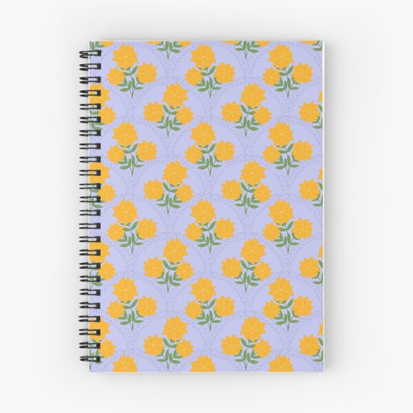 Item preview, Flowering Dahlias Pattern in Periwinkle and Yellow designed and sold by designsbyklm.