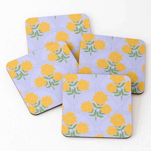 Item preview, Flowering Dahlias Pattern in Periwinkle and Yellow designed and sold by designsbyklm.