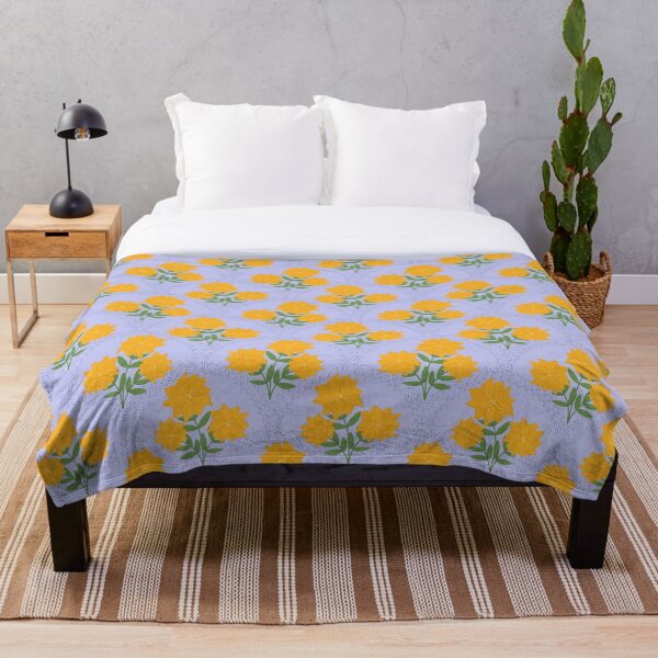 Item preview, Flowering Dahlias Pattern in Periwinkle and Yellow designed and sold by designsbyklm.