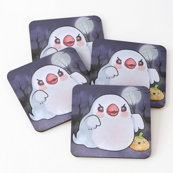 Item preview, Ghost White Java Finch Bird designed and sold by Maryoshi-143.