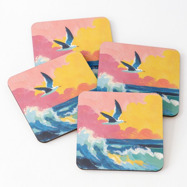 Item preview, Seagull against a colorful sky over the sea designed and sold by ArtHouseNiklas.