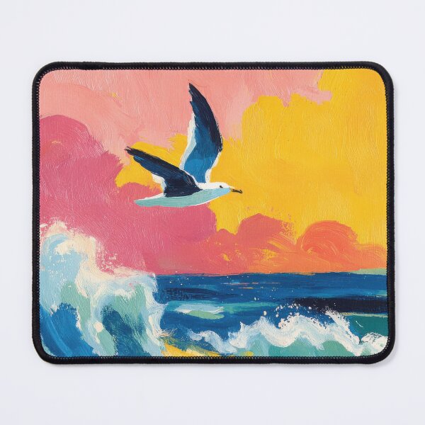 Item preview, Seagull against a colorful sky over the sea designed and sold by ArtHouseNiklas.