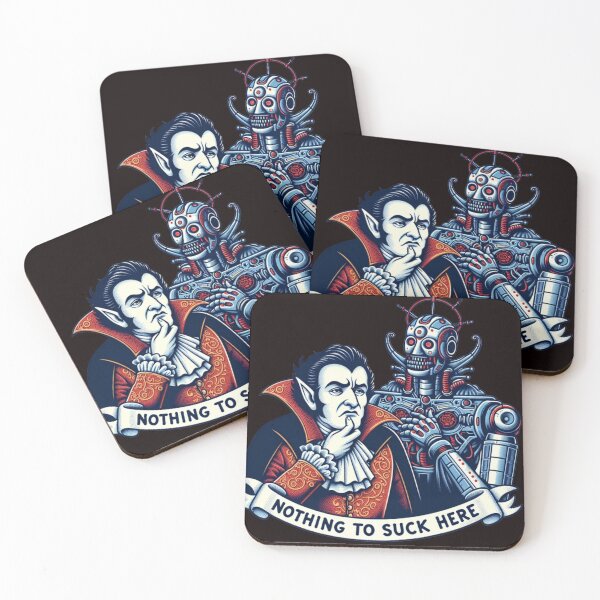 Item preview, Vampire And Robot-Funny Design -Nothing To Suck Here designed and sold by VIRAL-PRINTS.