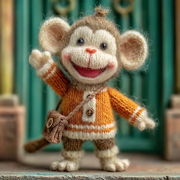 Vorschaubild zum Design Cute Felted Monkey Cozy Cottagecore Knitted Art von TheColorKey