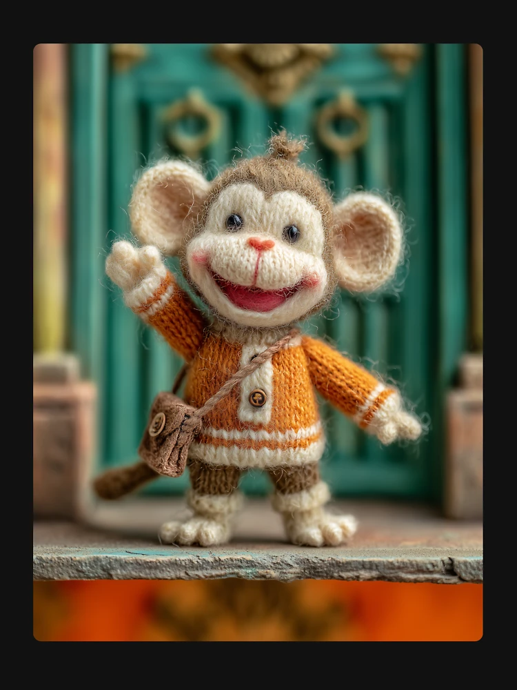 Thumbnail 6 von 6, Premium Oversized Pullover, Cute Felted Monkey Cozy Cottagecore Knitted Art designt und verkauft von TheColorKey.
