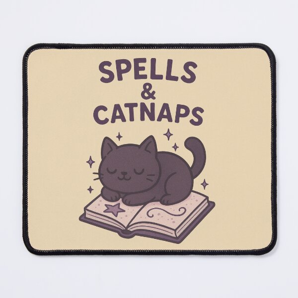 Item preview, Spells & Catnaps Kawaii Black Cat on Spellbook designed and sold by Kindly Dead.