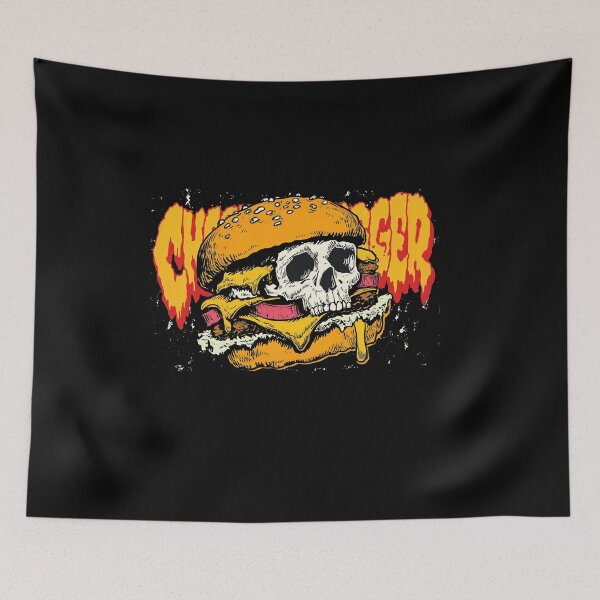 Item preview, Melting Skull Cheeseburger – Horror Food Art for Burger Lovers designed and sold by Absyntart.