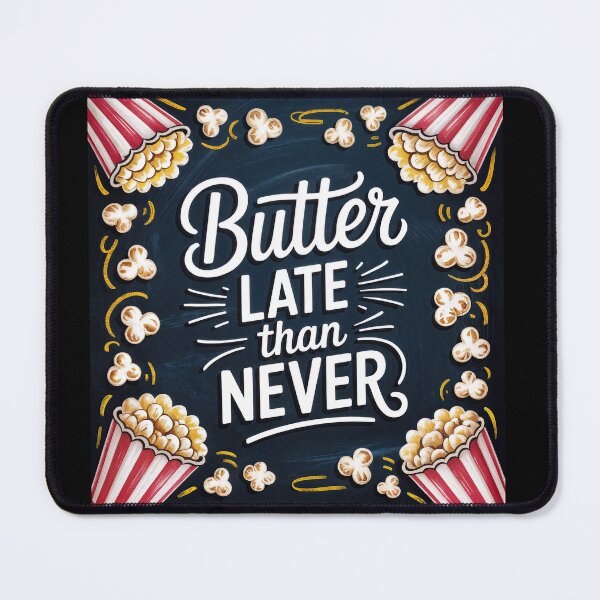 Item preview, Butter Late Than Never – A Popcorn Lover’s Pun-tastic Delight designed and sold by ForeverPrintsOK.