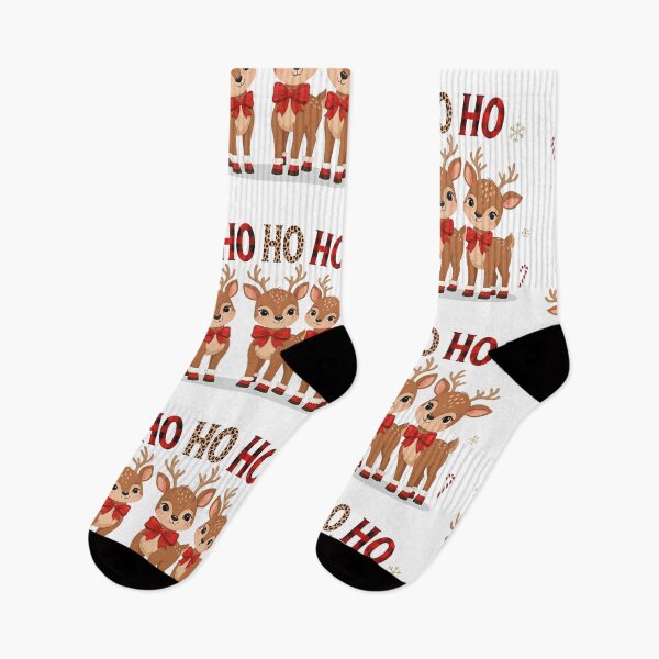Item preview, Cute Christmas Reindeer Trio with “HO HO HO” Festive Lettering | Adorable Holiday Vector Art with Candy Canes and Snowflakes designed and sold by PixelVibe782.