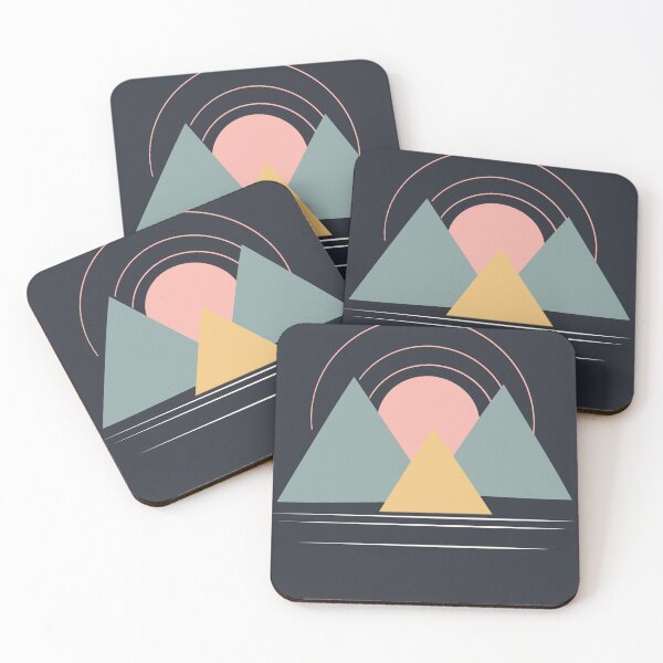 Item preview, Minimalist Geometric Sunrise Over Mountains and Water designed and sold by The Eva Creation .