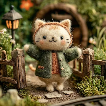 Vorschaubild zum Design Cute Felted Kitten Cozy Cottagecore Knitted Art von TheColorKey