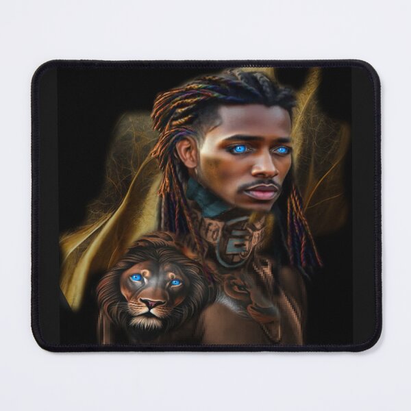 Item preview, Stunning Black Man and Lion Tatt and Bright Blue Eyes designed and sold by Patricia Brown.