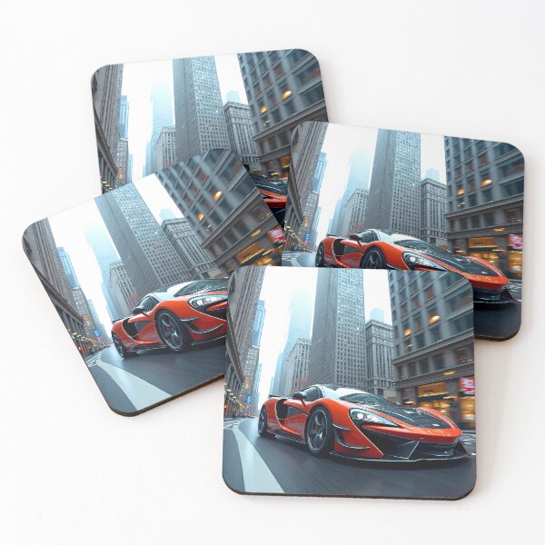Item preview, Red Exotic Supercar Racing Through the City Streets designed and sold by Artistic canvas store.