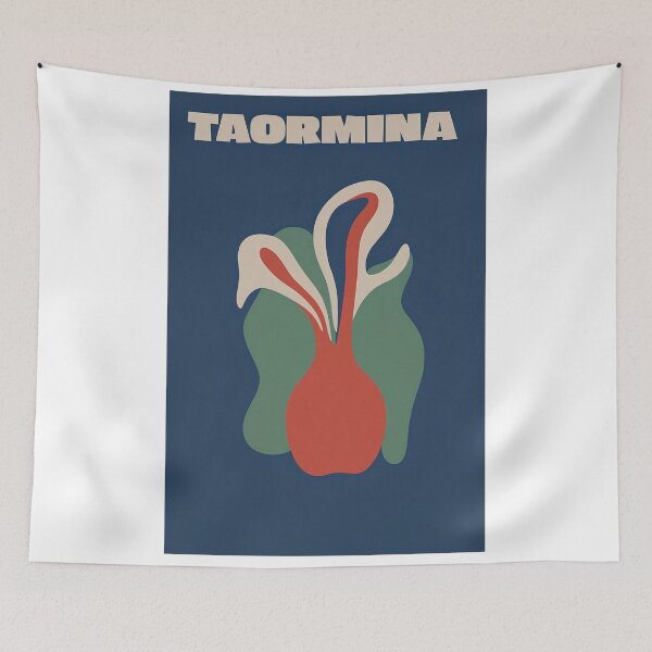 Item preview, Taormina Abstract Botanical Retro Travel Print designed and sold by LaFabricaArt.