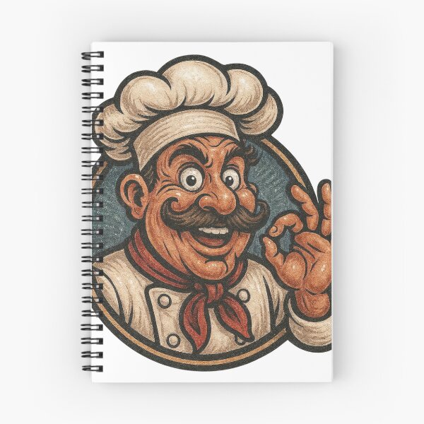 Item preview, Retro cartoon chef badge with mustache, toque, and OK hand gesture designed and sold by Creative88Art.