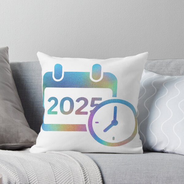 Item preview, Calendar icon with 2025 and round clock in iridescent gradient on black designed and sold by Creative88Art.