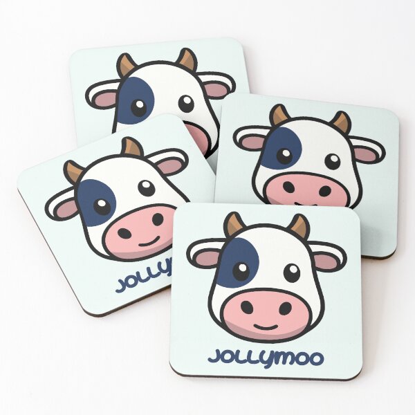 Item preview, Cute Cartoon Cow Face Cow Head Vector Art title jolly moo Stylized Animal Head with Black Eye Patch and Pink Nose designed and sold by AtonuHaque.
