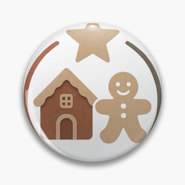 Item preview, Gingerbread man, house, and star in partial circular frame design designed and sold by Creative88Art.