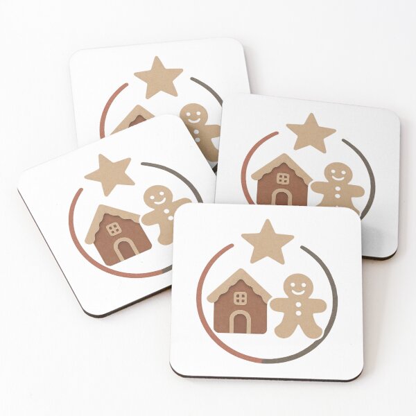 Item preview, Gingerbread man, house, and star in partial circular frame design designed and sold by Creative88Art.