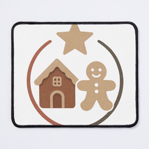 Item preview, Gingerbread man, house, and star in partial circular frame design designed and sold by Creative88Art.