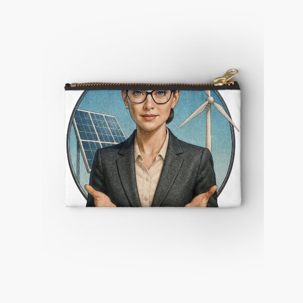 Item preview, Professional woman presents solar panel and wind turbine options designed and sold by Creative88Art.