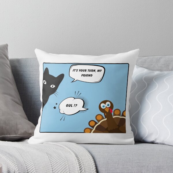 Item preview, Funny Cat and Turkey Comic It’s Your Turn My Friend Cartoon designed and sold by ookiArt.