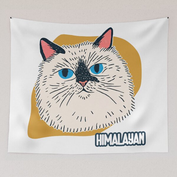 Item preview, Blue-Eyed Majesty: Himalayan Cat Portrait in Minimalist Style designed and sold by ForeverPrintsOK.