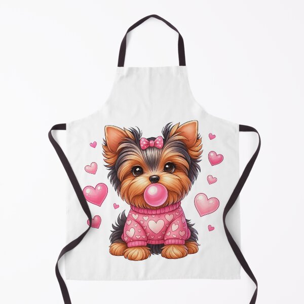 Item preview, Cute Yorkshire Terrier with Hearts and Bubblegum Design designed and sold by ArtfulWeave.