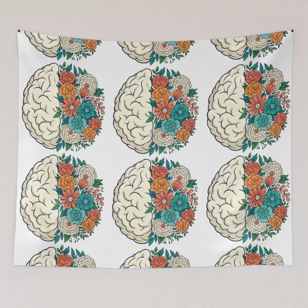 Item preview, Creative Brain and Flowers Artistic Illustration designed and sold by ArtfulWeave.