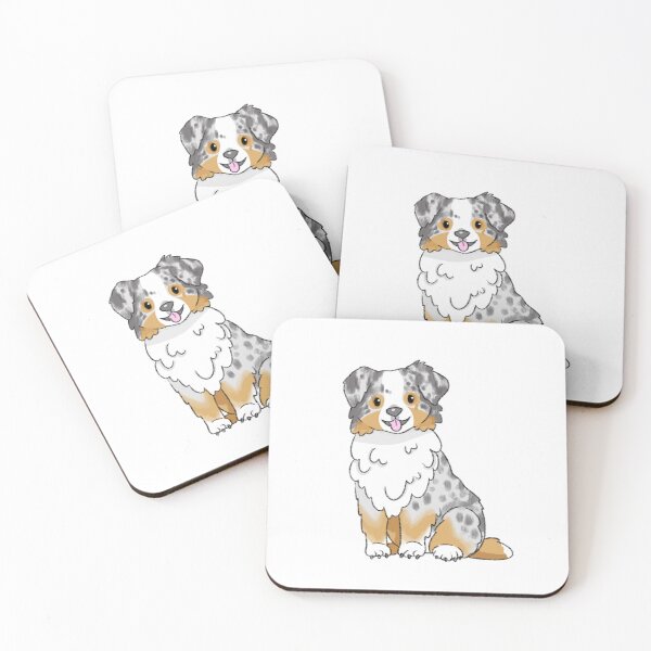 Item preview, Merle Australian Shepherd dog kawaii chibi illustration designed and sold by casserolepets.