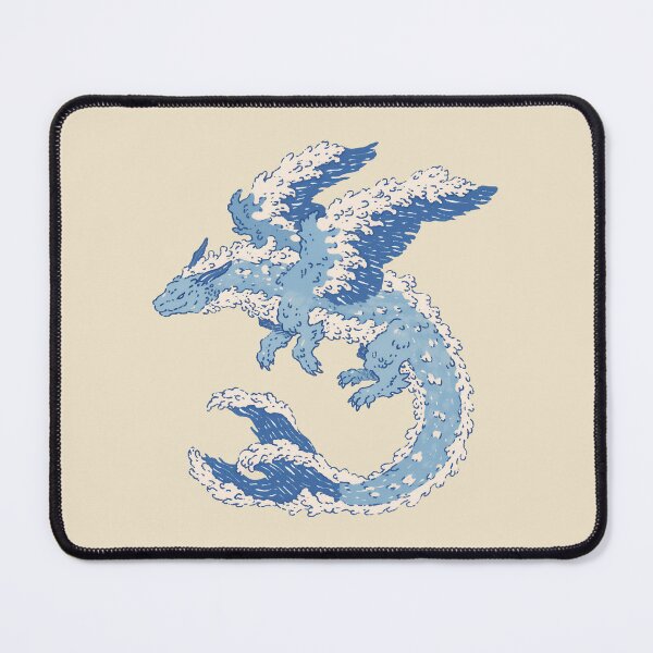 Item preview, Ocean Waves Dragon, surf-inspired blue dragon illustration designed and sold by Magnificent Lizard.
