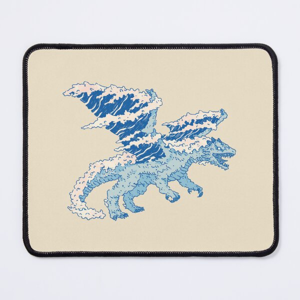 Item preview, Ocean Waves Dragon, wave-textured fantasy illustration designed and sold by Magnificent Lizard.
