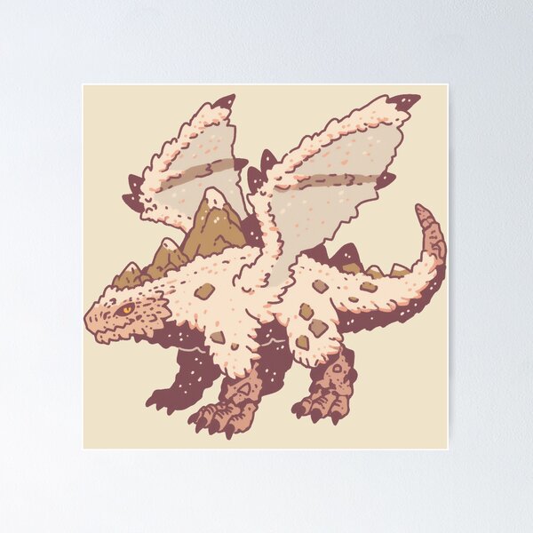 Item preview, Snowy Mountain Dragon, textured alpine fantasy illustration designed and sold by Magnificent Lizard.