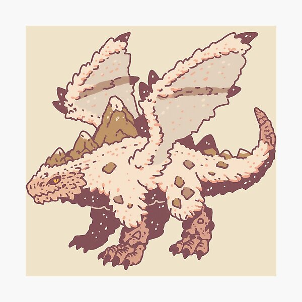 Item preview, Snowy Mountain Dragon, textured alpine fantasy illustration designed and sold by Magnificent Lizard.