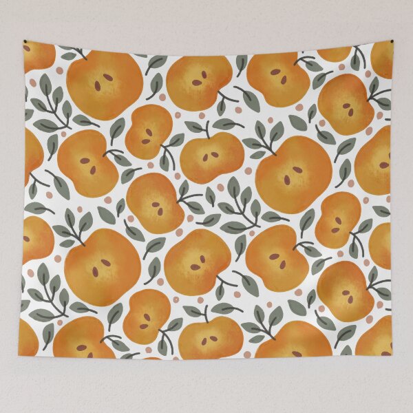 Item preview, Autumn Sliced Apples and Leaves Pattern designed and sold by Farissa Designs.