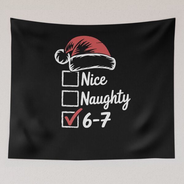 Item preview, Funny 6-7 Meme Checklist Santa Hat Christmas Humor Tee designed and sold by AScribbler0.